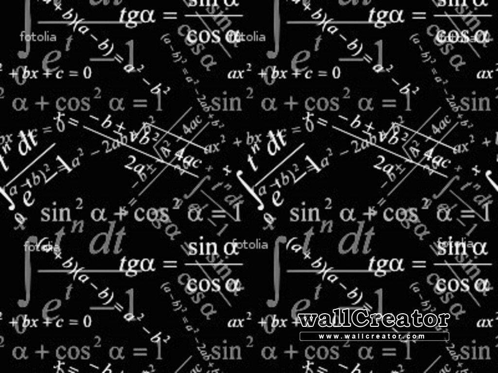 Math wallpaper with formulas on a black background - Math