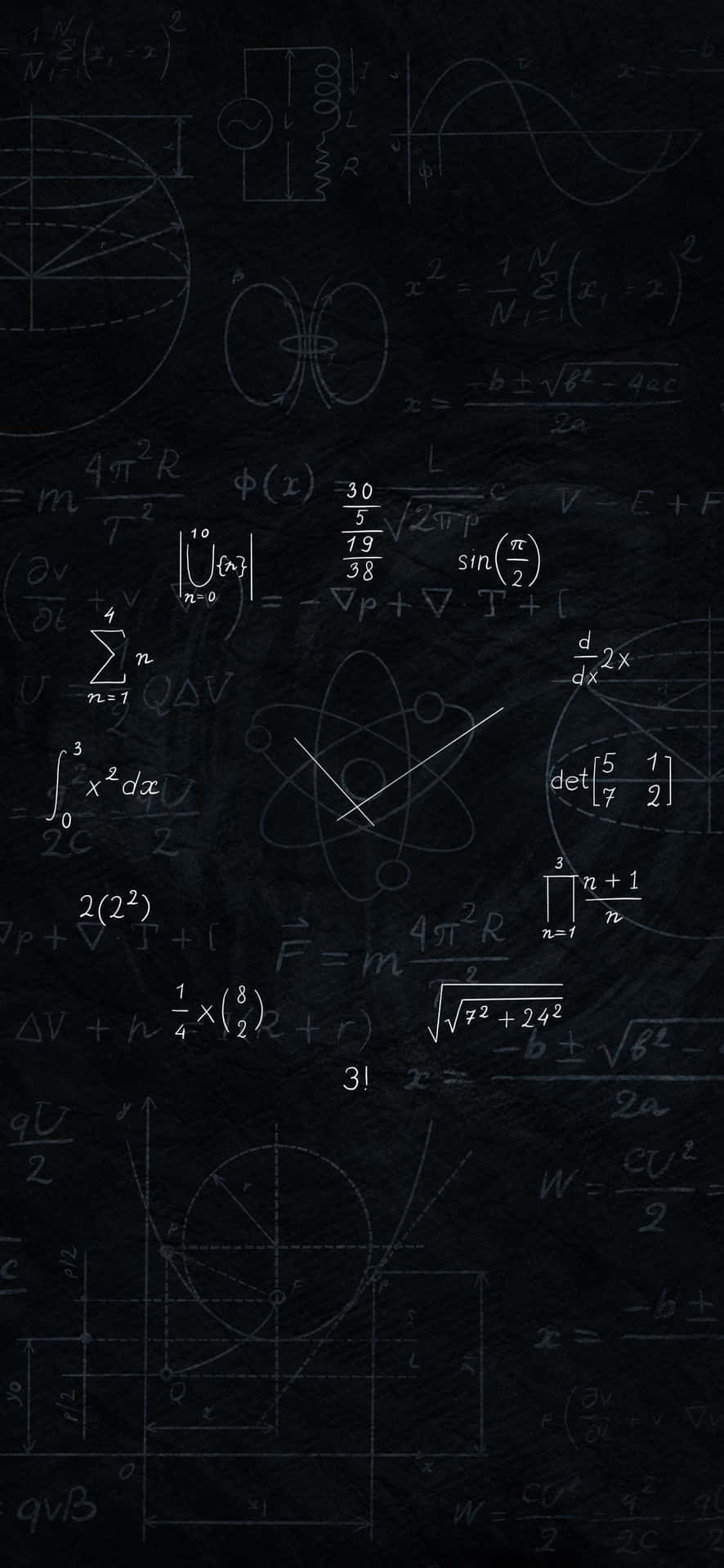 IPhone wallpaper with math equations and formulas on a blackboard background - Math
