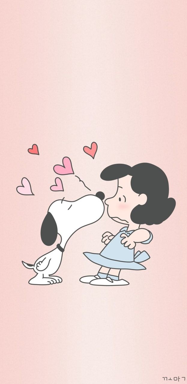 A cartoon of two dogs kissing - Charlie Brown