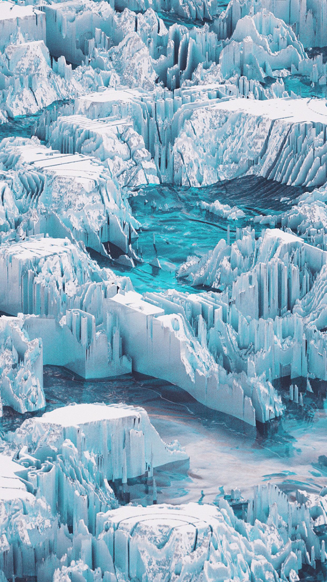 A beautiful landscape of a frozen lake with a blue hue - Ice