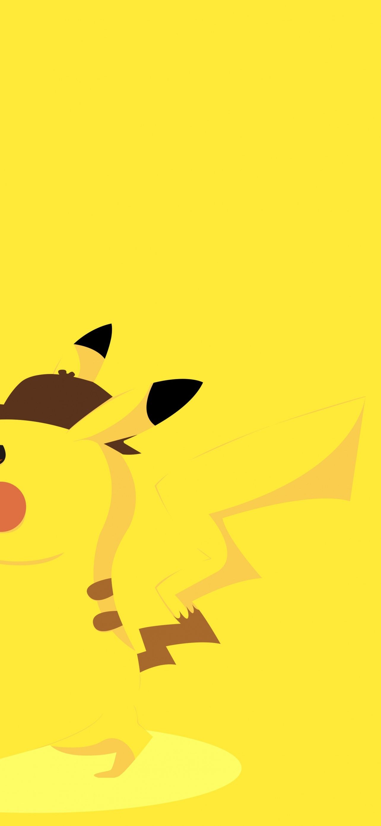 Pikachu Wallpaper 4K, Yellow background, Minimal