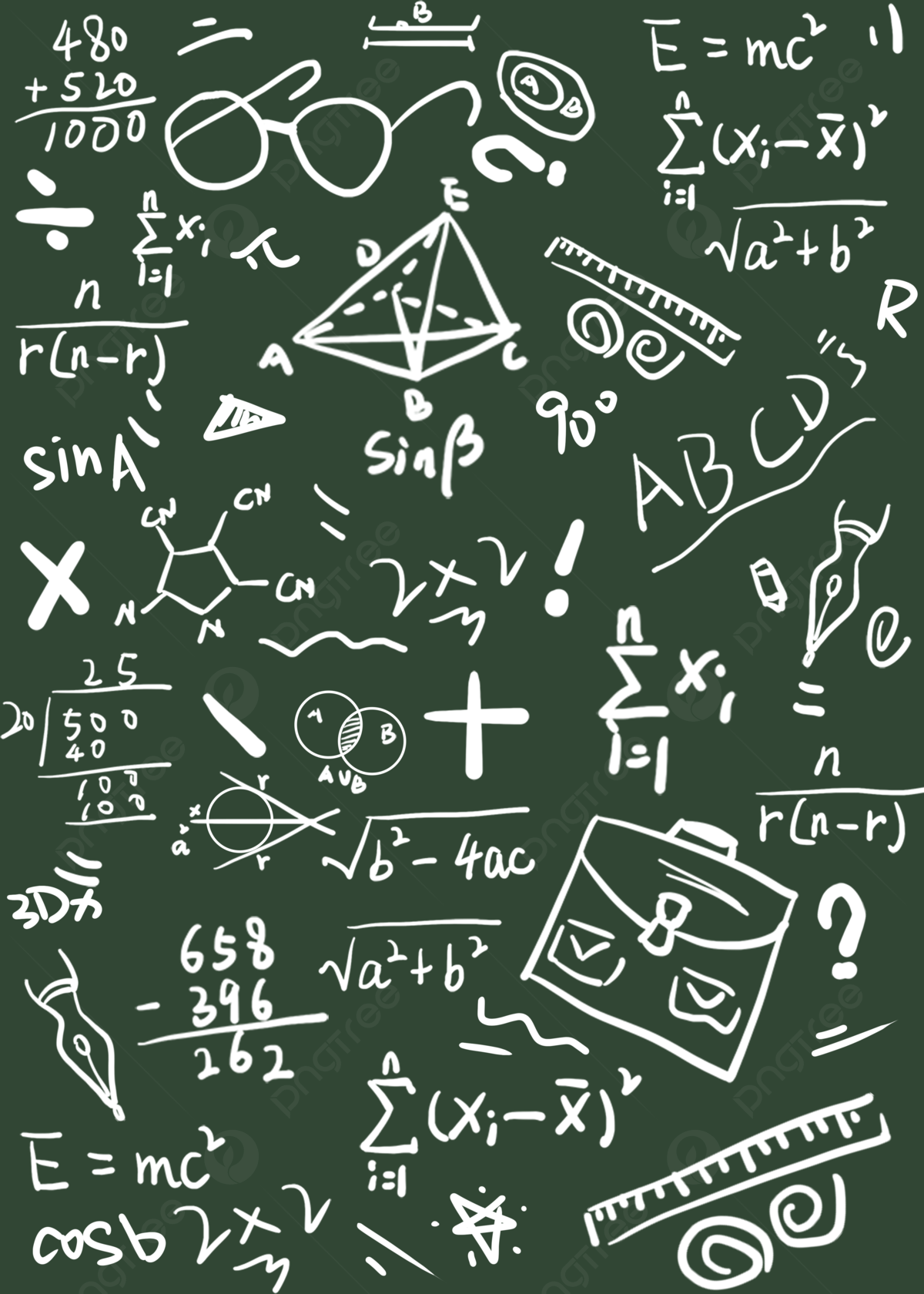 Math formulas on a green chalkboard - Math