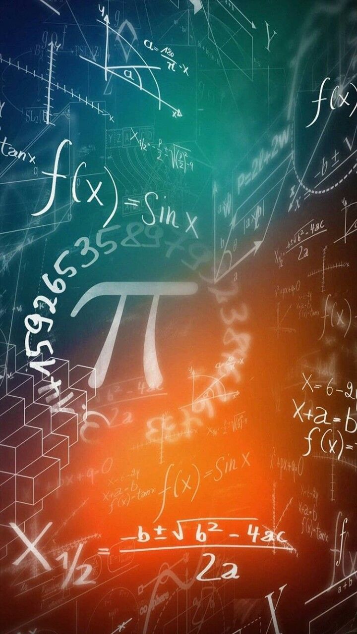 Pi wallpaper with formulas on a blackboard - Math