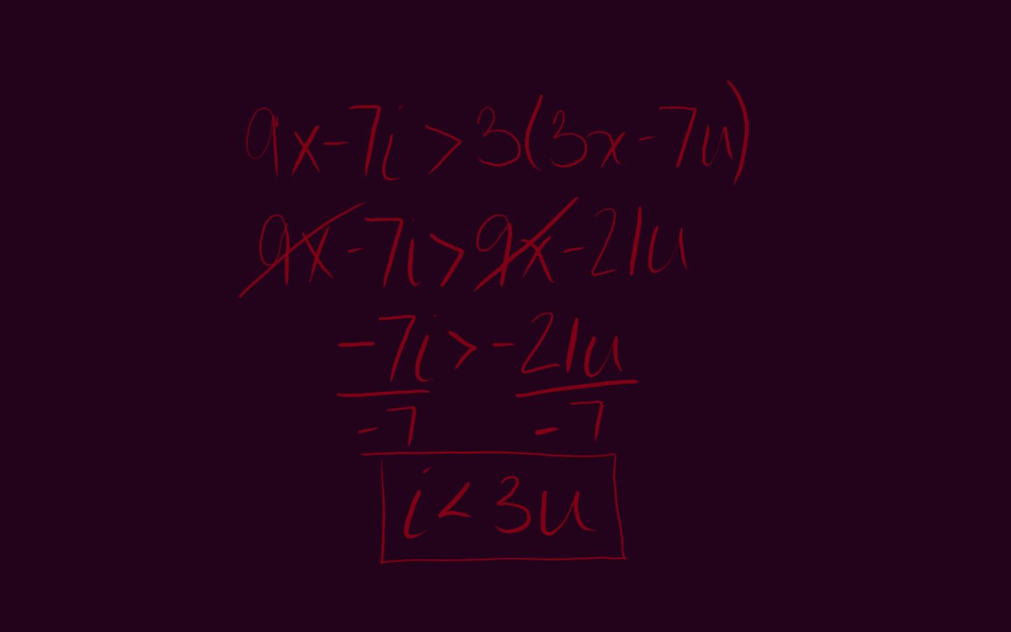 A red handwritten equation on the wall - Math