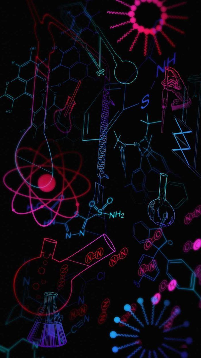A glowing image of science and other things - Math, chemistry