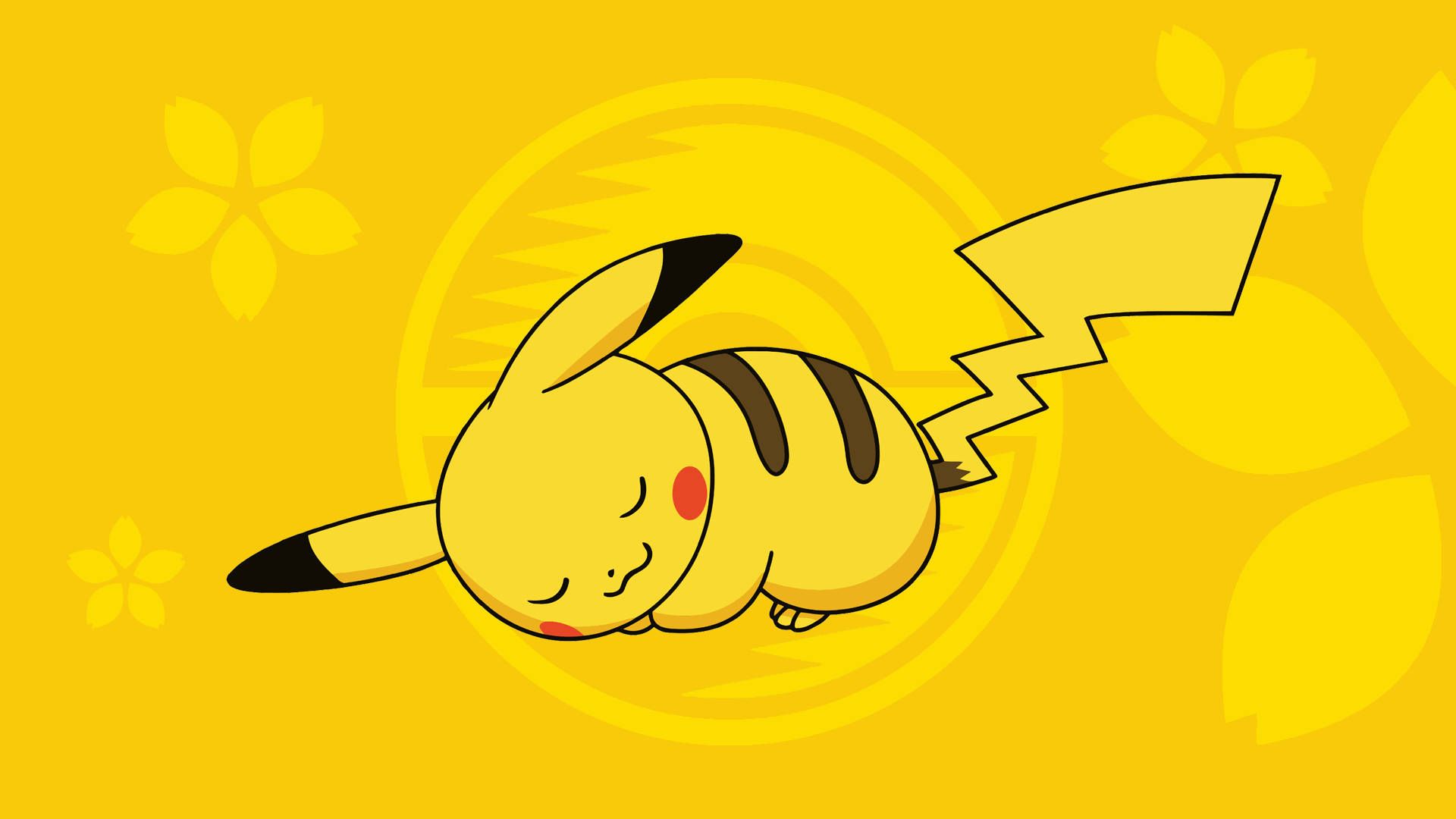 A yellow background with pikachu on it - Pikachu