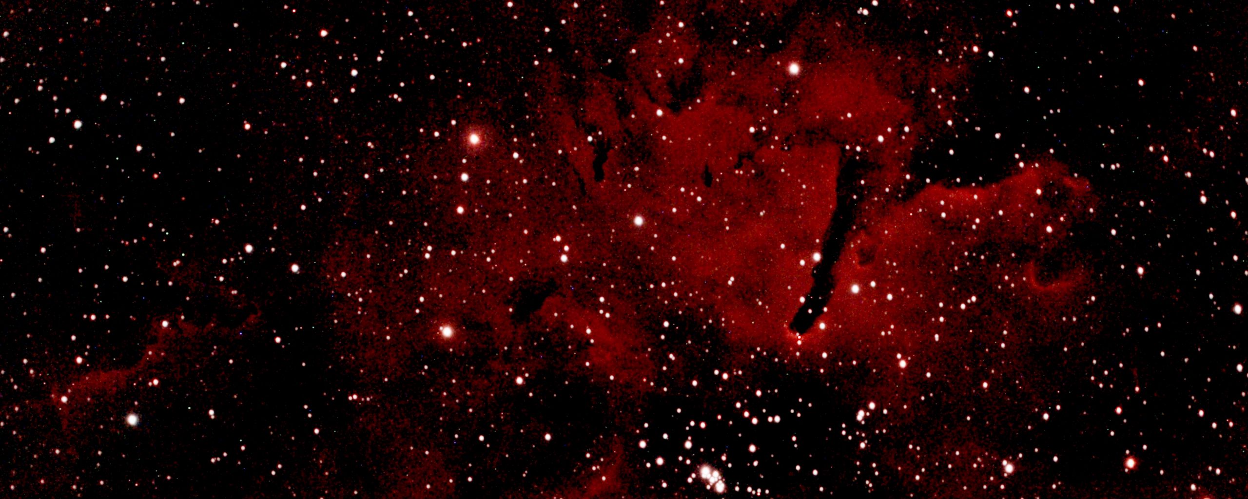 A red nebula with white stars on a black background - Crimson