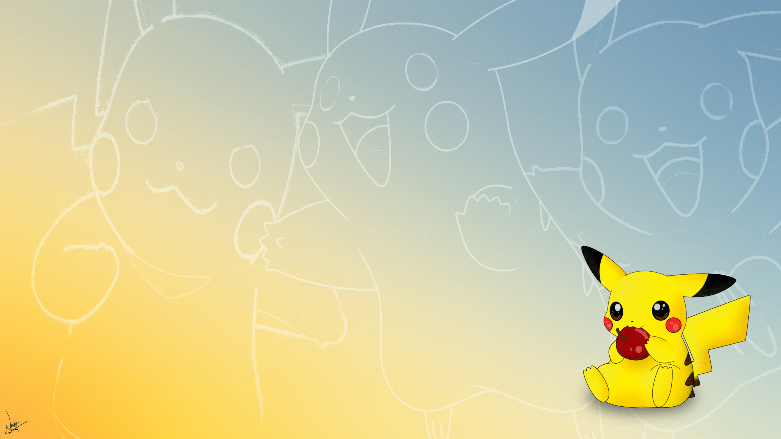 Pokemon wallpaper with Pikachu holding a flower - Pikachu