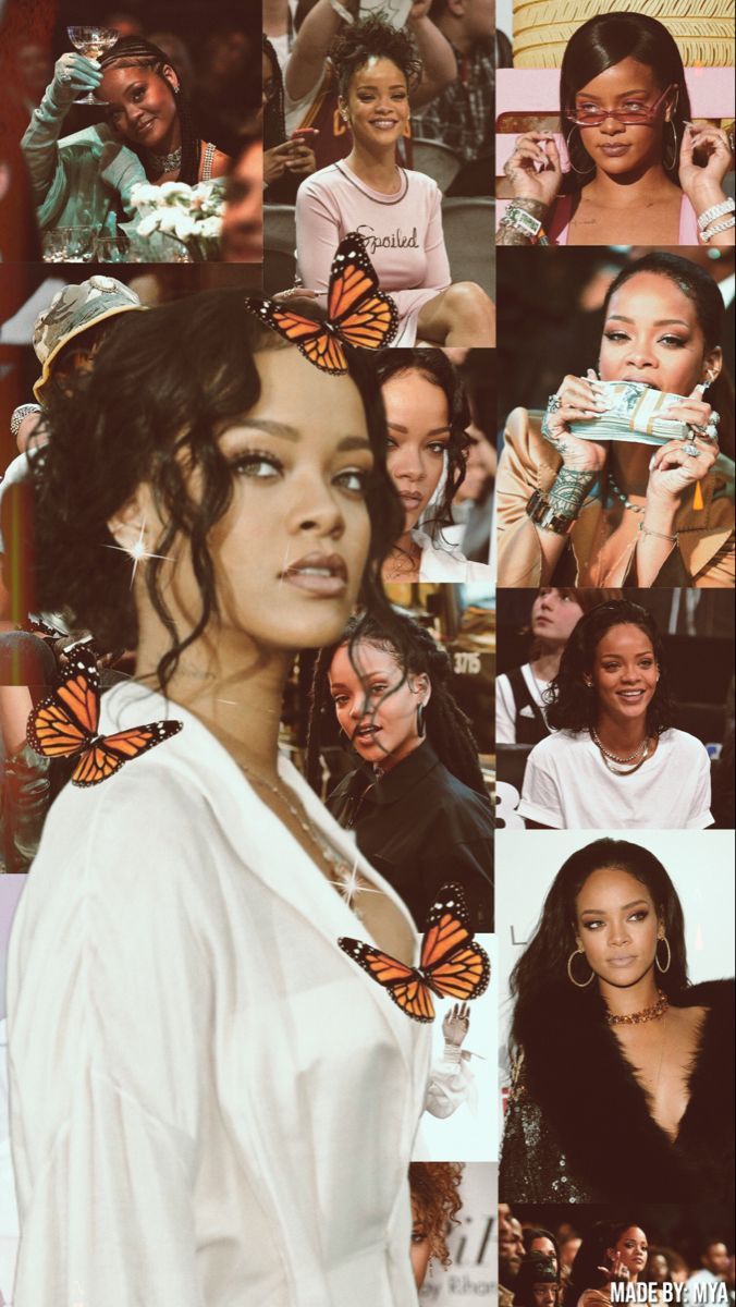 A collage of pictures with rihanna in them - Rihanna
