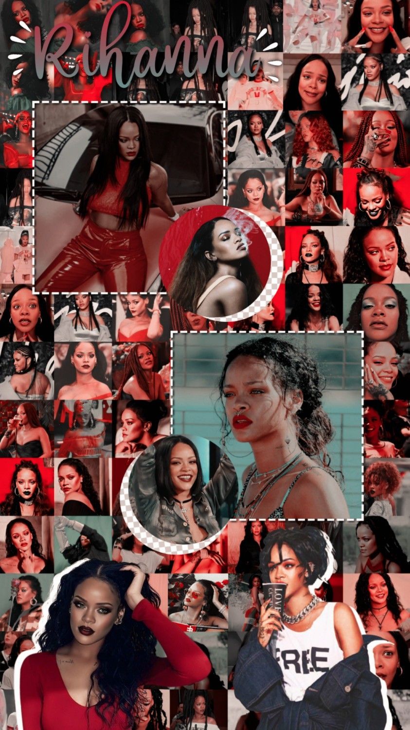 A collage of pictures with rihanna on them - Rihanna