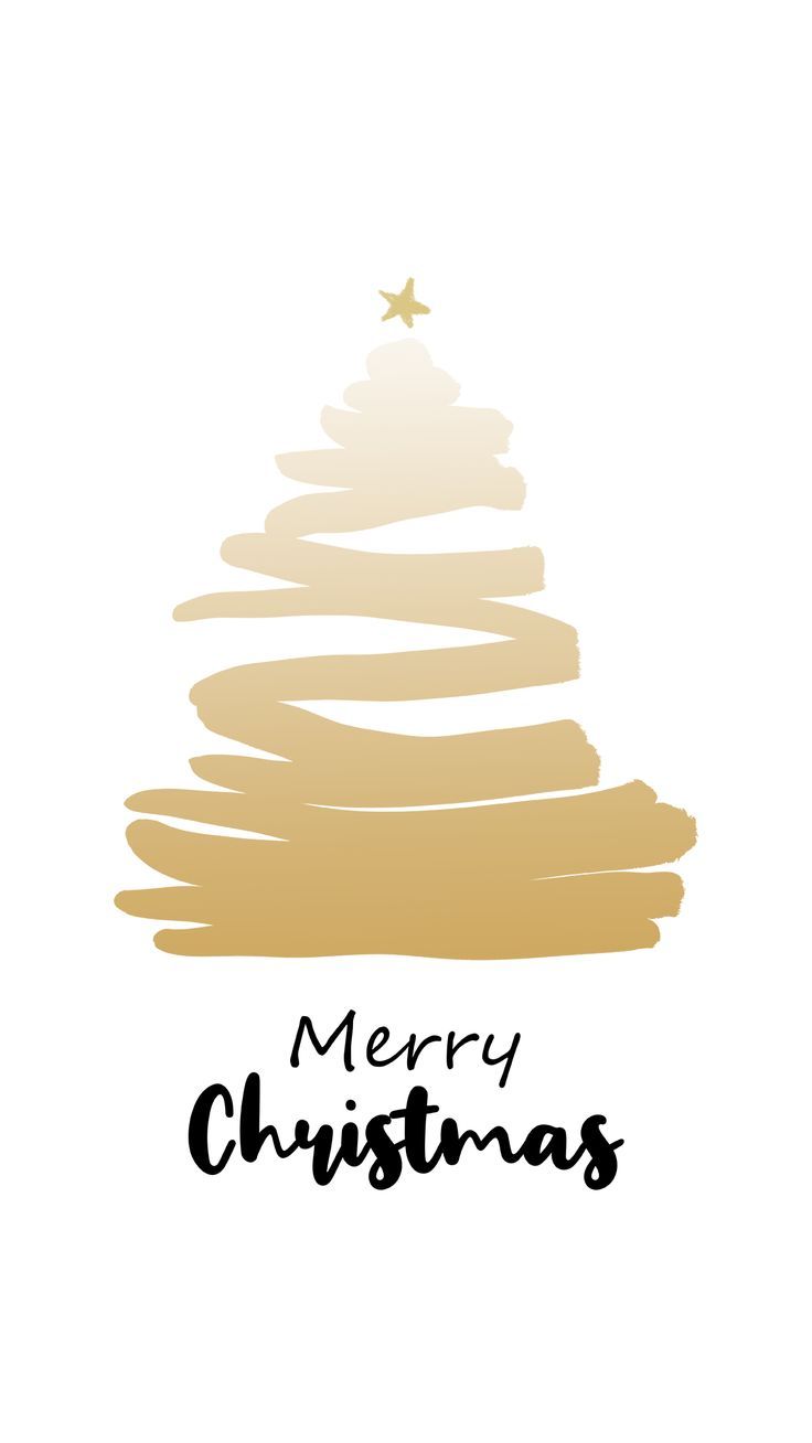 Merry Christmas wallpaper with a golden Christmas tree - White Christmas