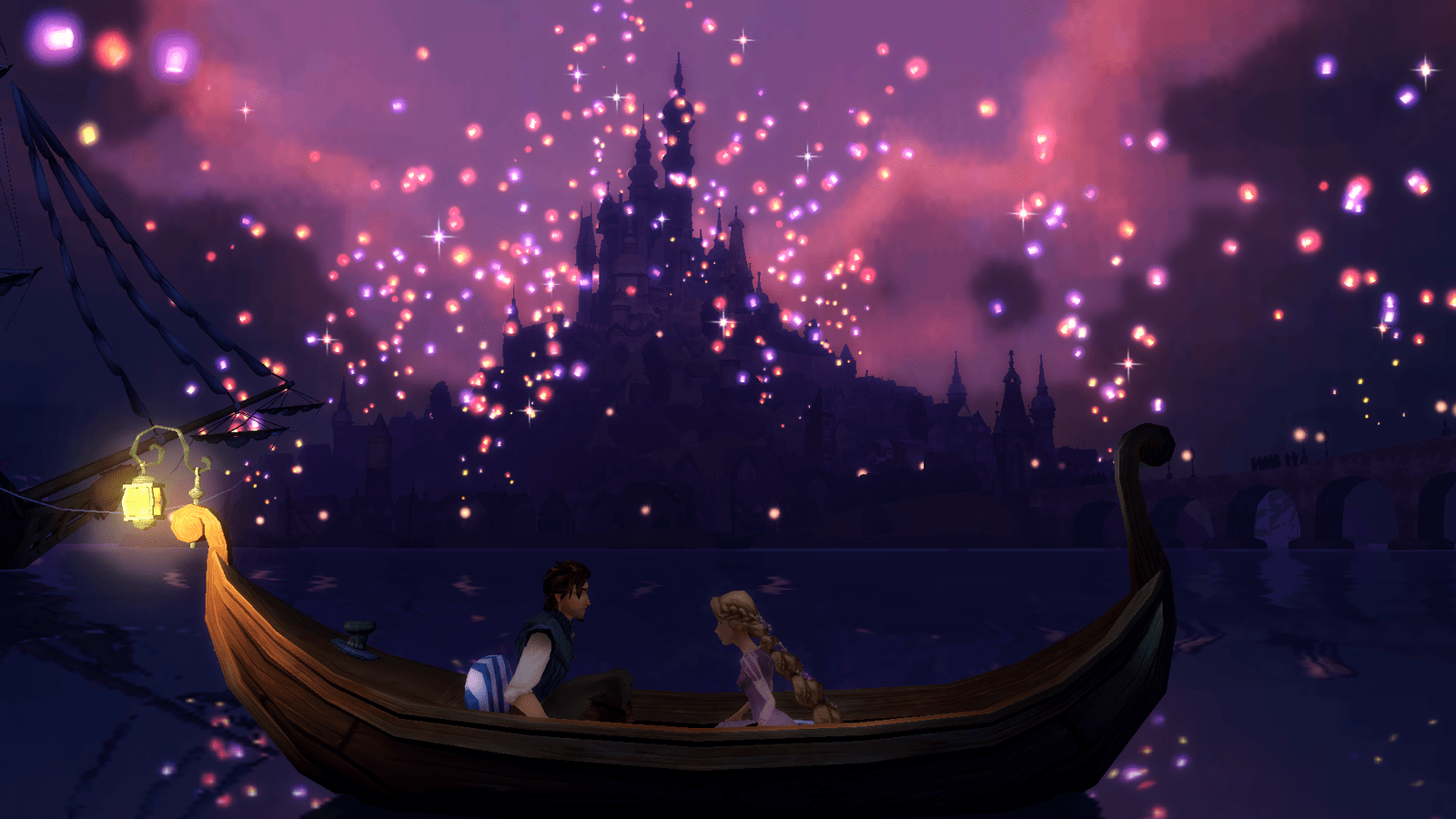 A couple in the boat on top of water - Rapunzel