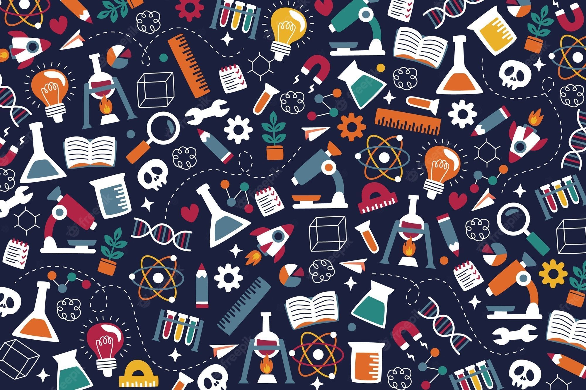 A seamless pattern with science and lab items - Science