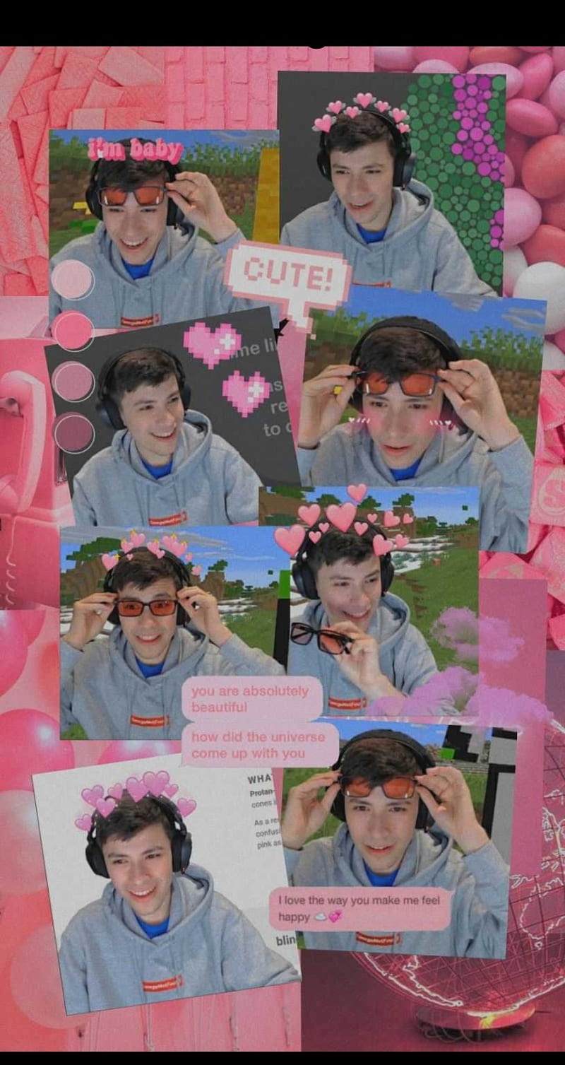 A collage of pictures with hearts and flowers - Pink collage