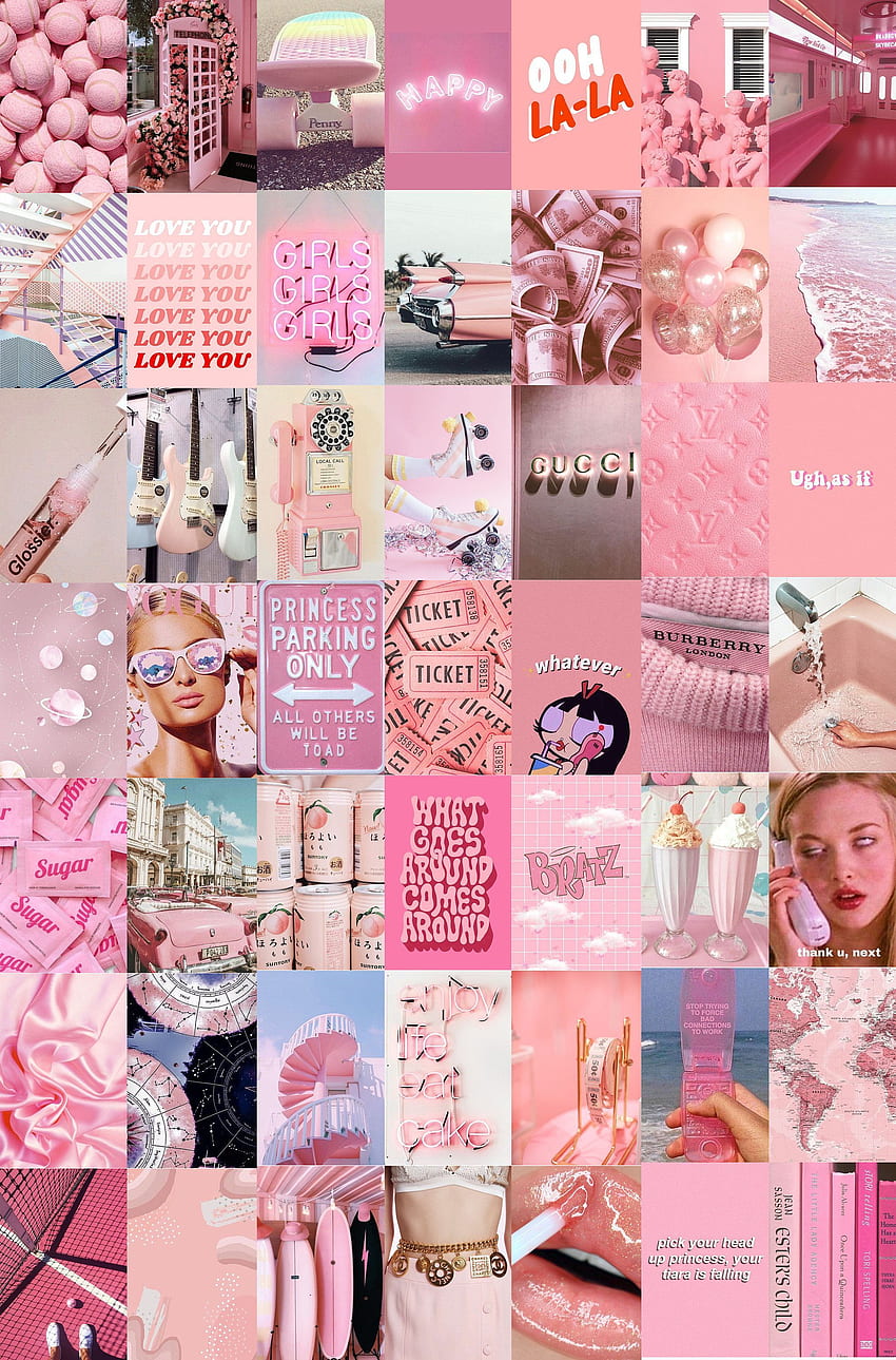 Aesthetic collage background pink. - Pink collage