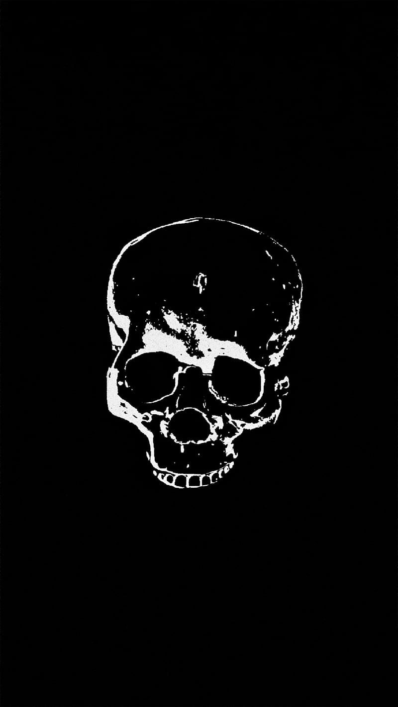 Glitch skull bnw, black, black and white, dark, gloomy, minimal, minimalism, HD phone wallpaper