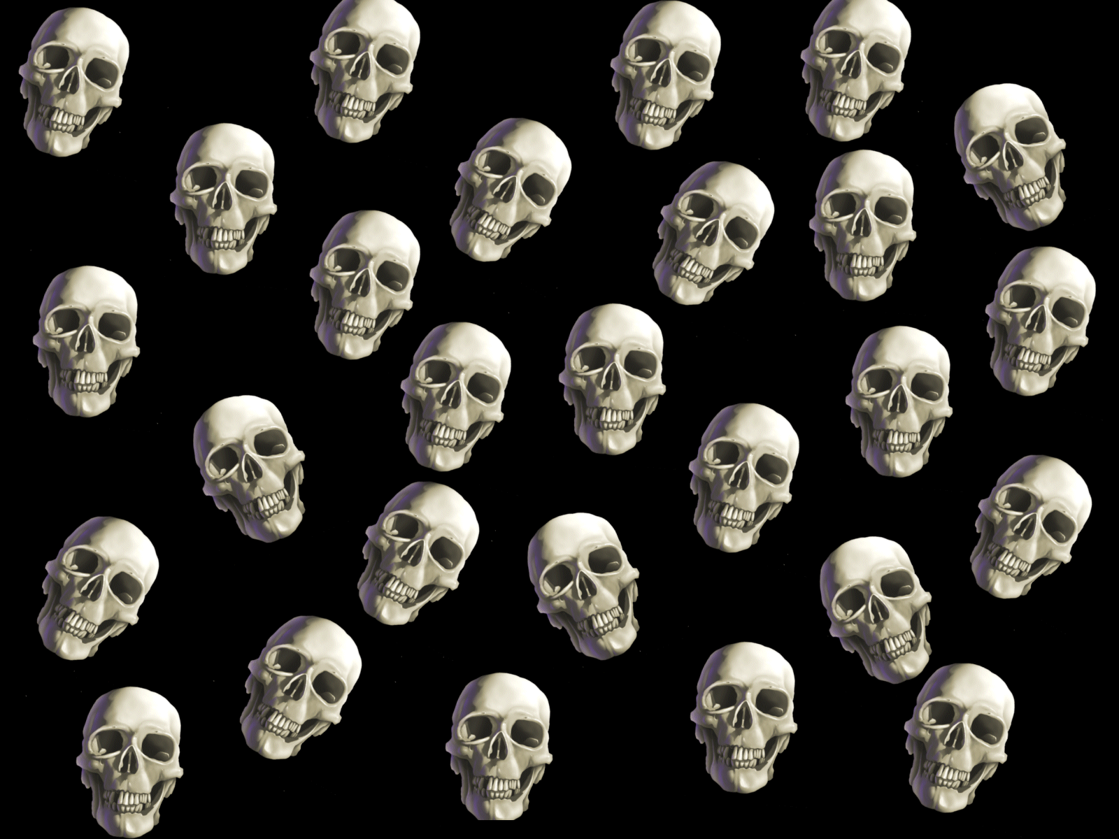 A pattern of 20 white skulls on a black background - Skull