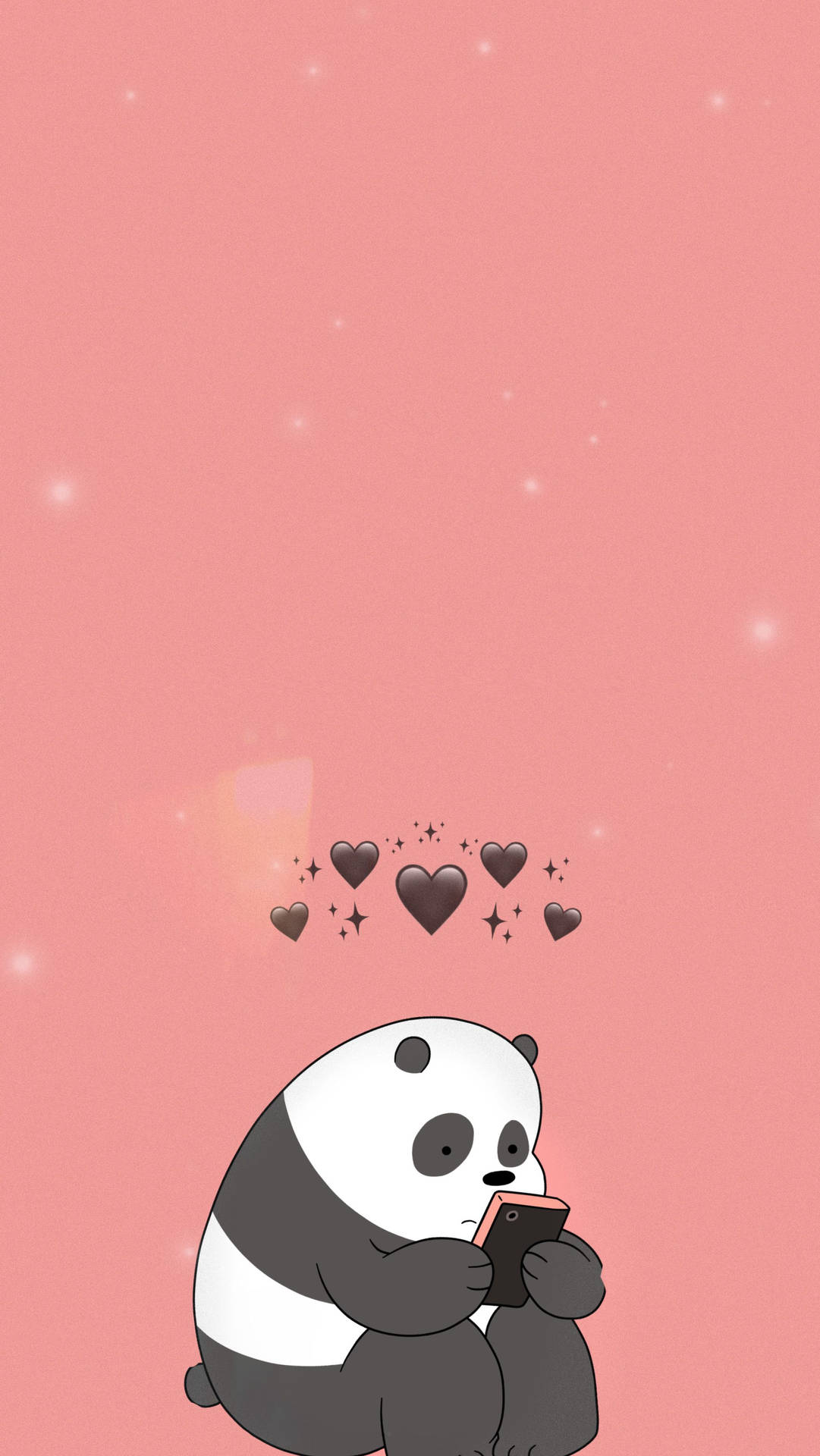 Download Aesthetic Panda Black Hearts Wallpaper