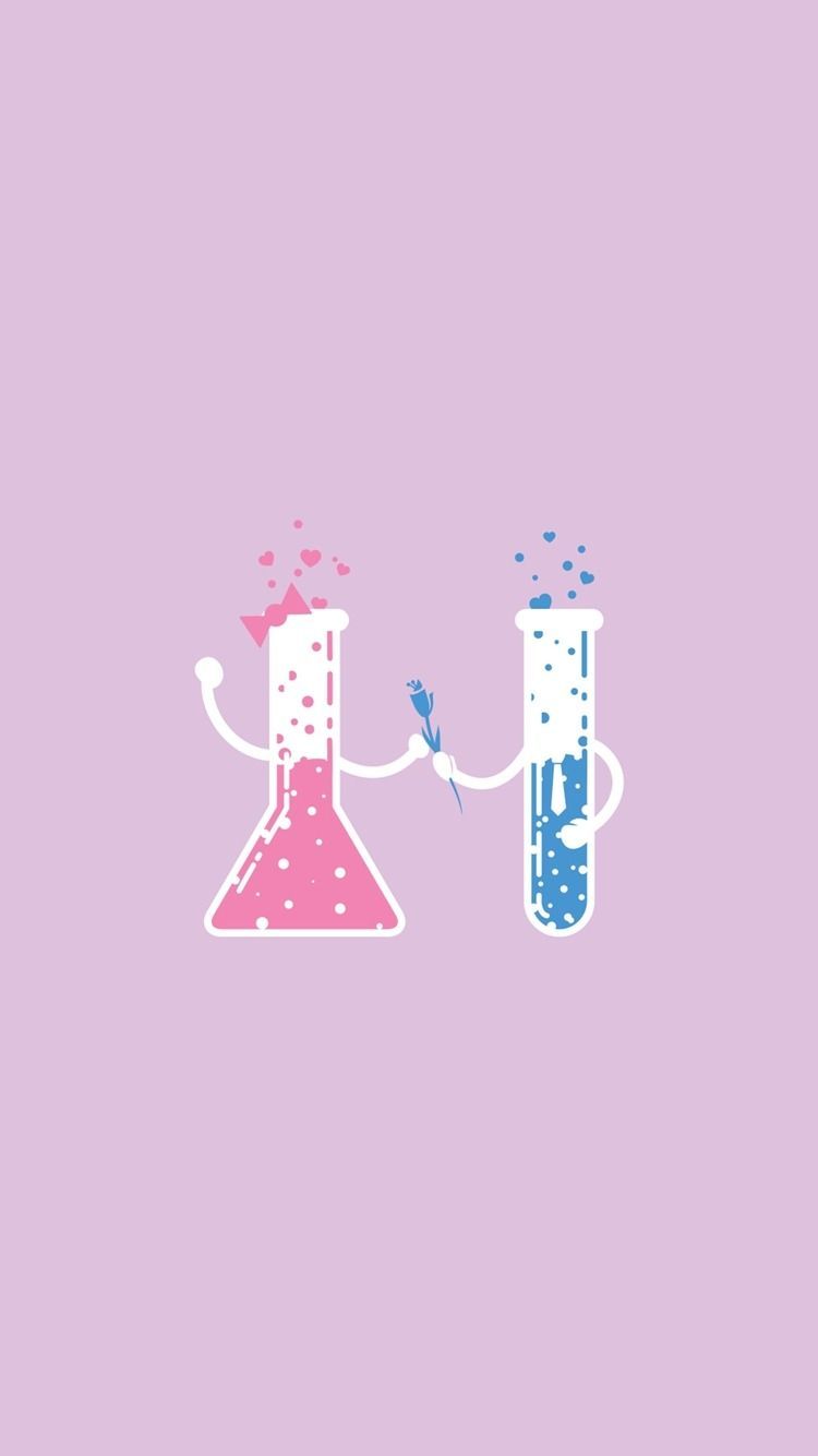 A couple holding test tubes with pink and blue liquid - Science, chemistry