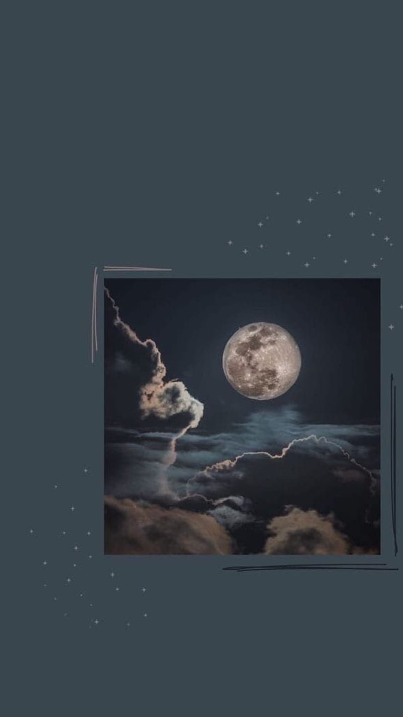 Moon aqua aesthetic, blue, moonlight, star, tumblr, space, HD phone wallpaper