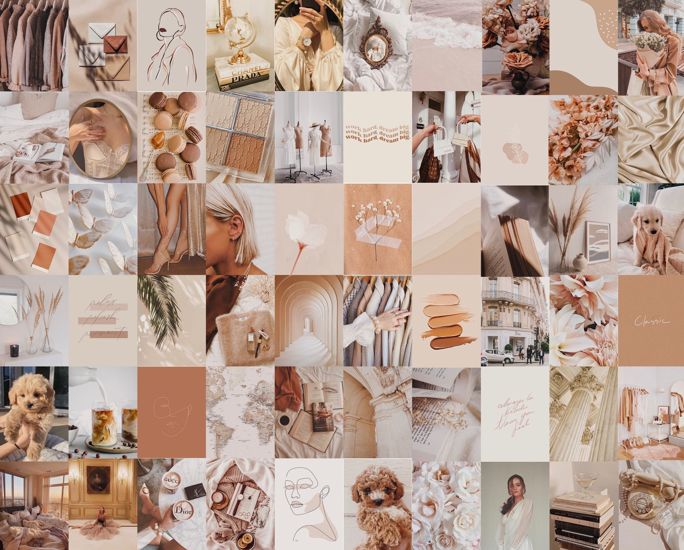 Photo Wall Collage Kit Beige Coffee Aesthetic set of 61