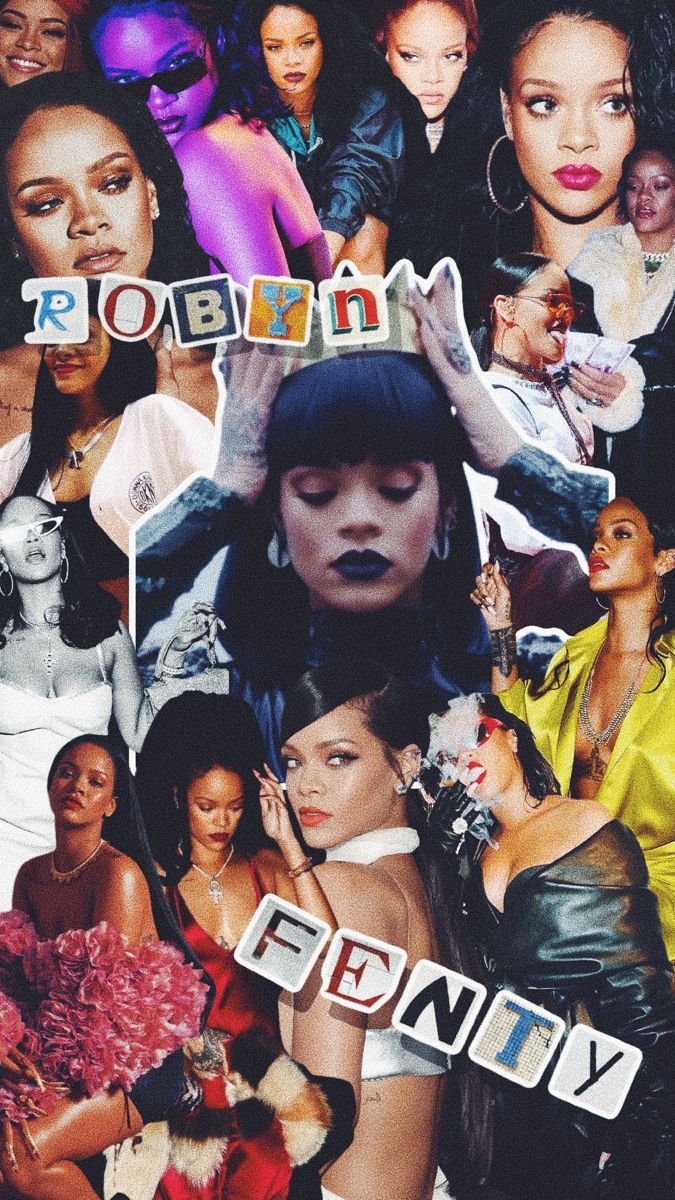 A collage of Rihanna's different looks from her career. - Rihanna