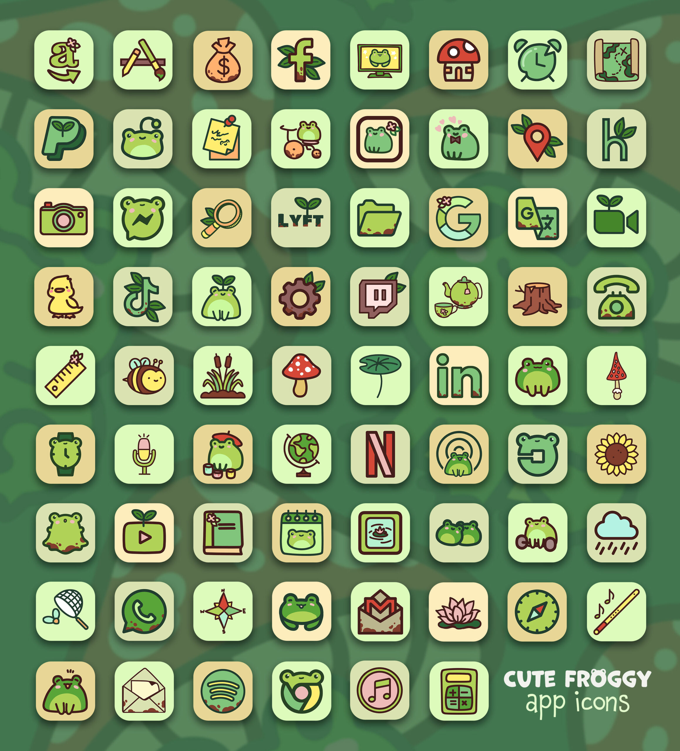 A set of 64 app icons - Goblincore