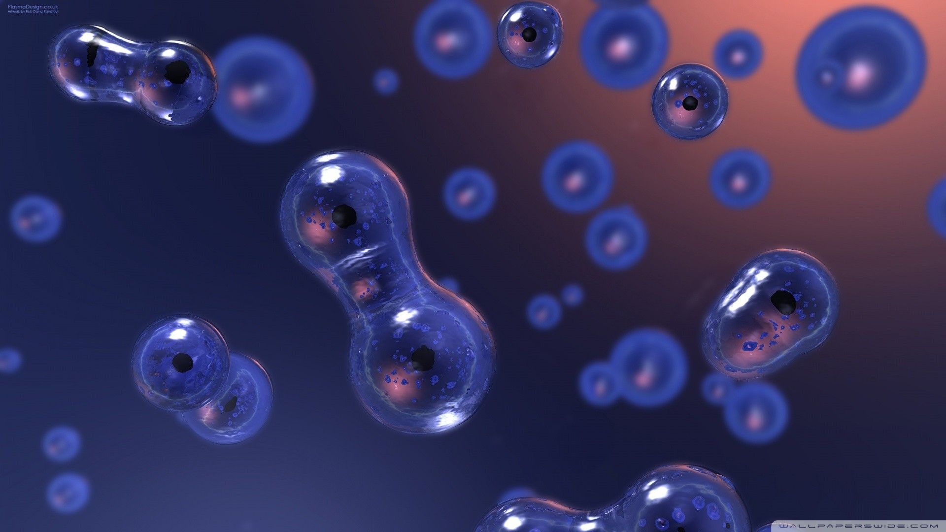 A group of blue cells floating in the air - Science