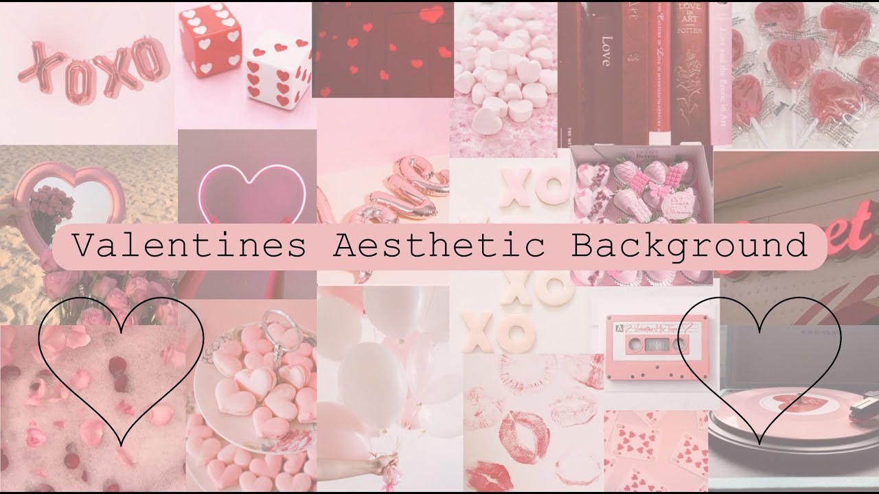 Valentine's day background with hearts and other items - Valentine's Day