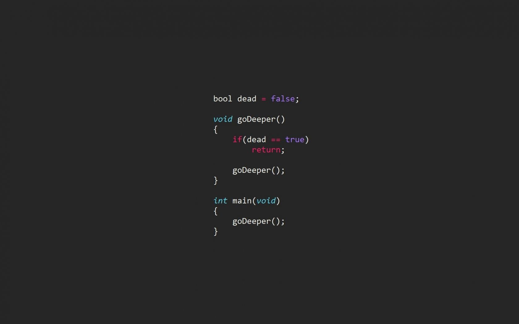 A black background with a code snippet in red and white. - Science