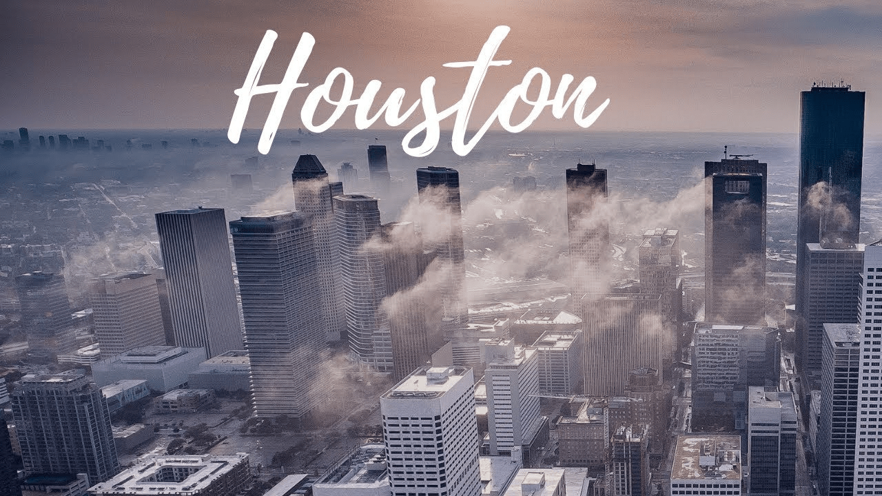 Houston skyline with the words, 'houstons' - Texas