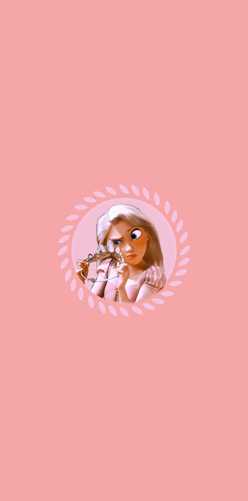 A pink background with an image of the princess - Rapunzel