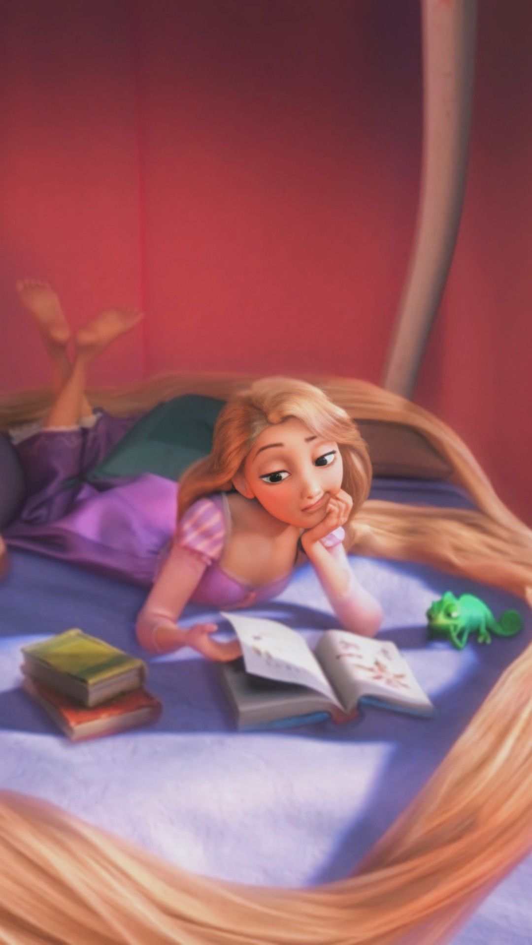 Rapunzel reading a book in bed - Rapunzel