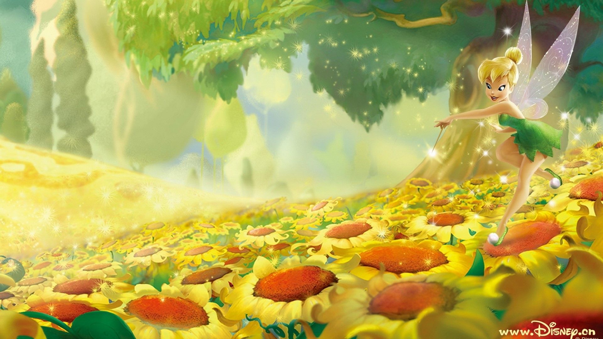 Tinkerbell in a field of sunflowers - Tinkerbell