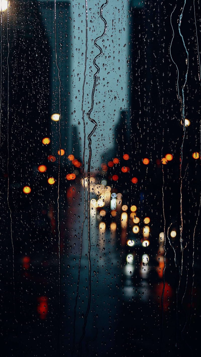 Rain, lightning, rainy, city, rain, effects, day, window, street, HD phone wallpaper