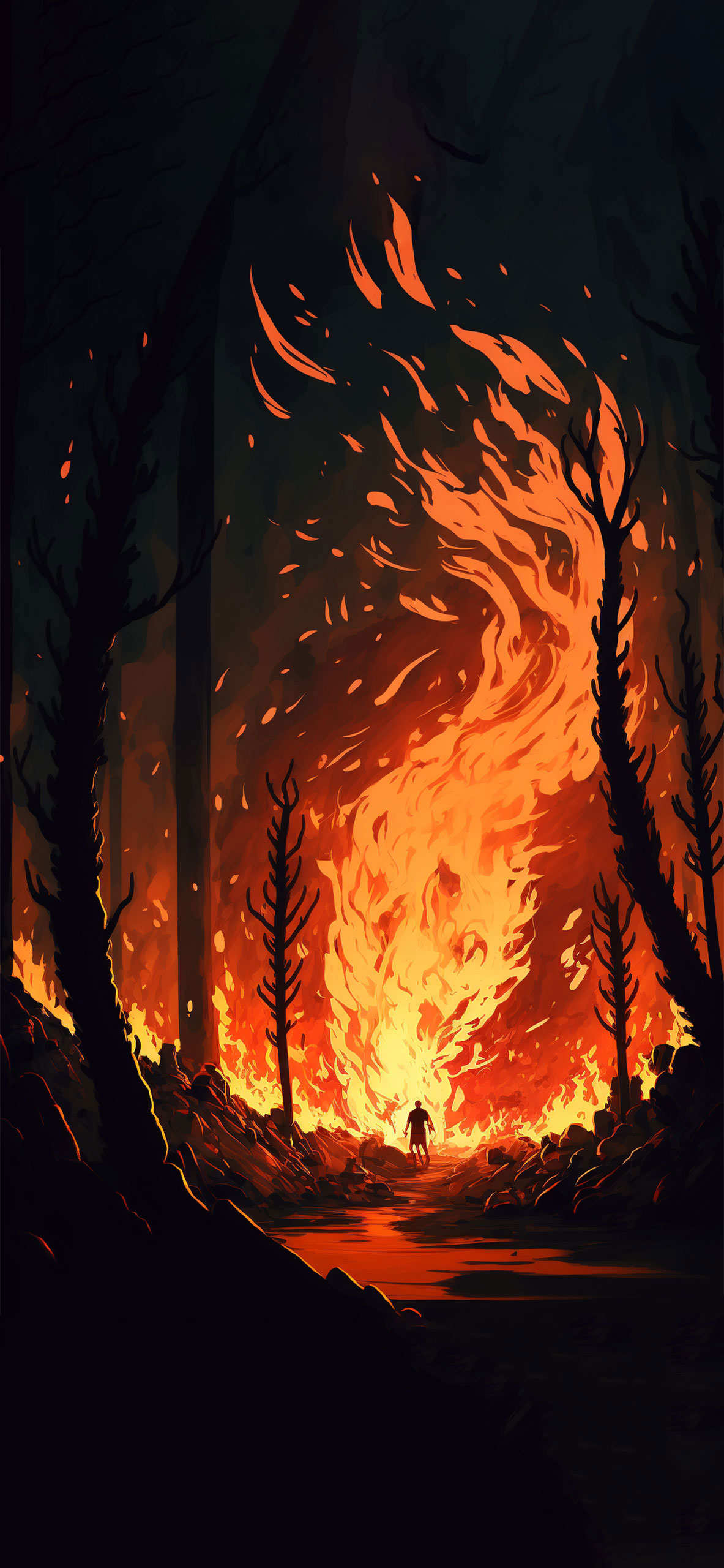 Forest Fire Art Wallpaper Fire Wallpaper for iPhone