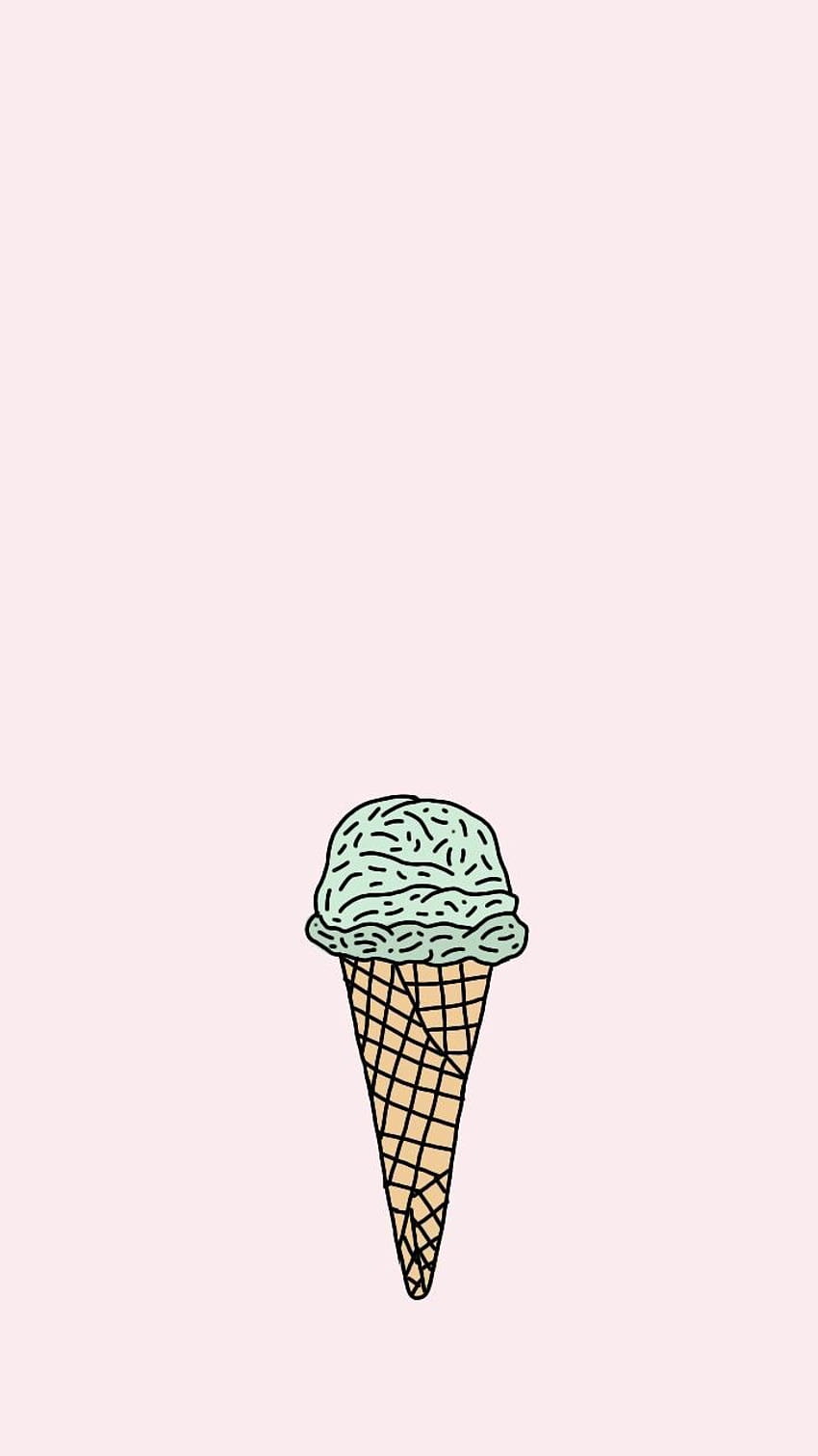 Ice cream wallpaper, in a cone, pink background - Ice cream