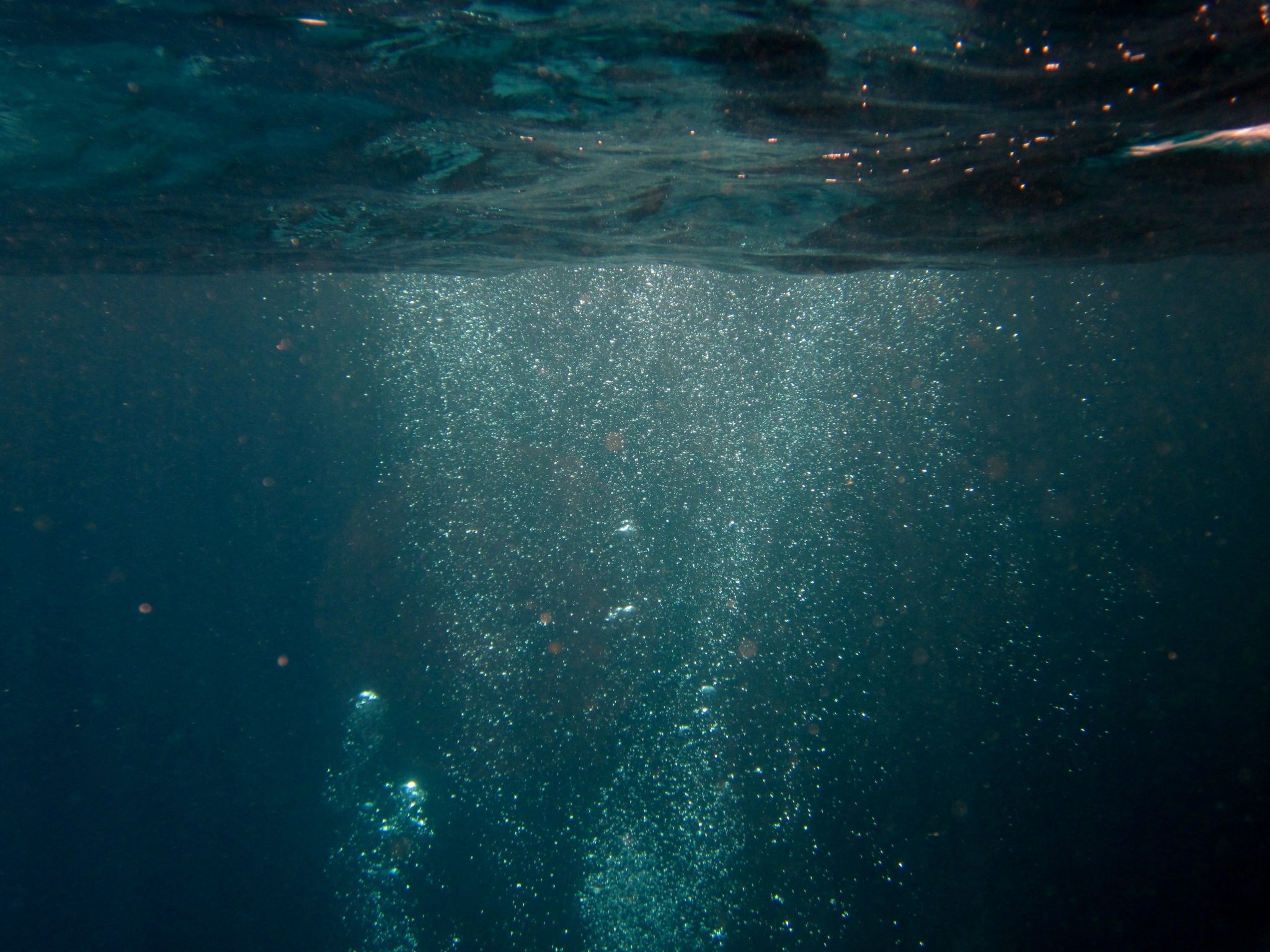 A person is swimming in the ocean - Underwater