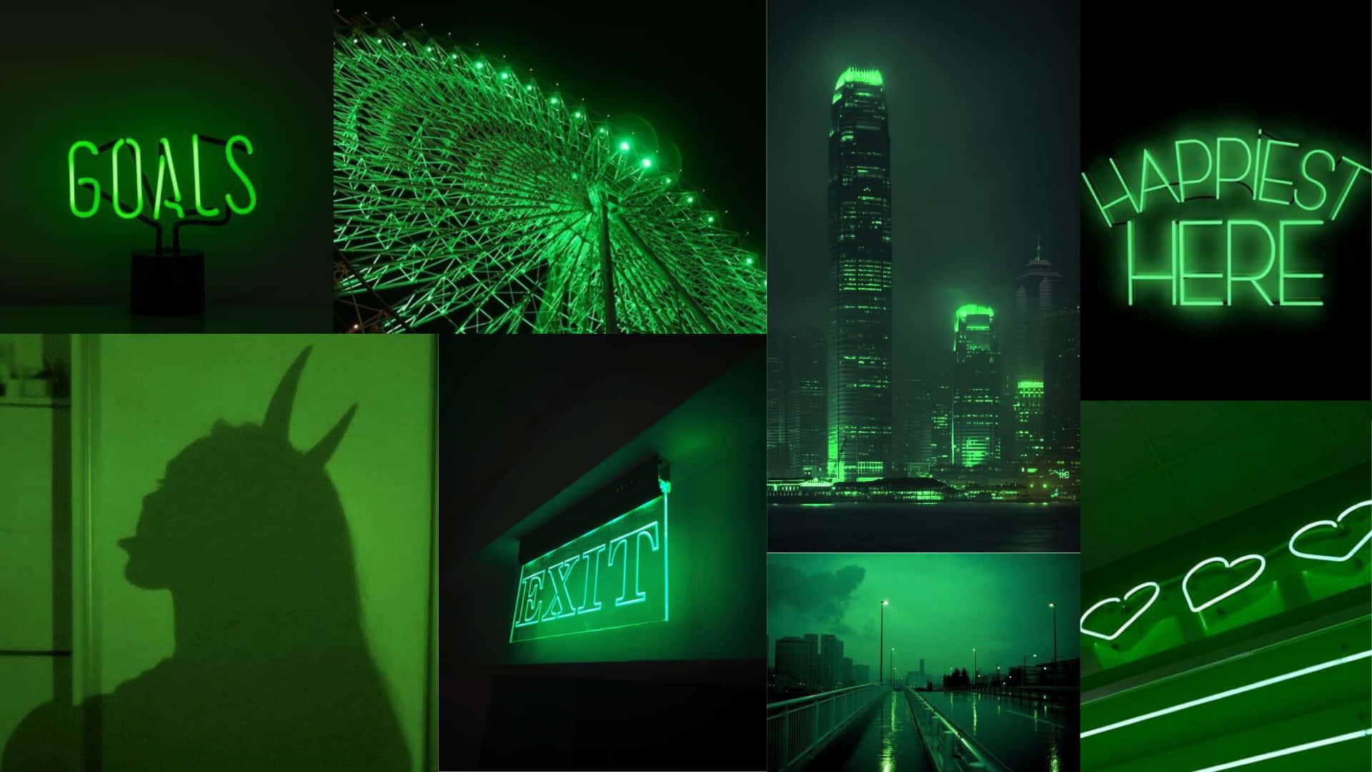 A collection of green neon signs - Neon green, lime green