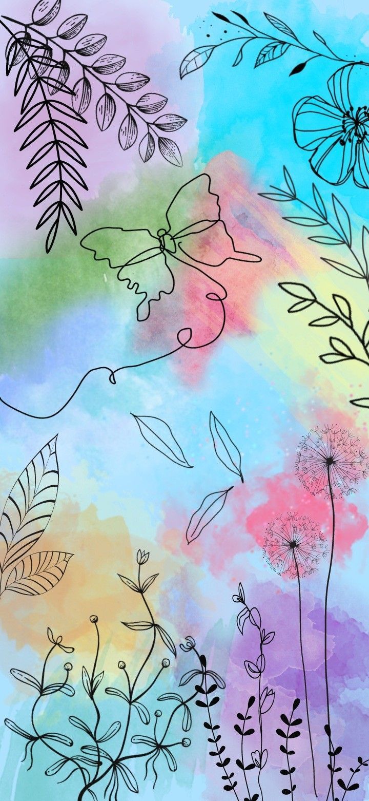 Aesthetic doodle art colourful wallpaper. Colorful wallpaper, Doodle art, Flower doodles