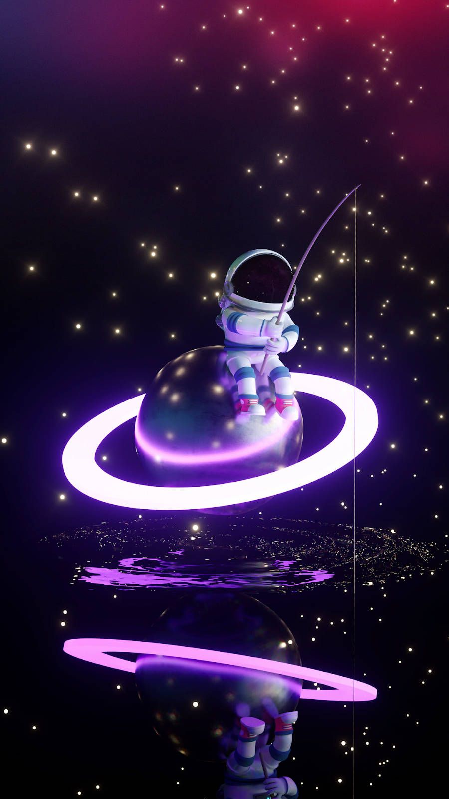 Download Astronaut Aesthetic Fishing In Space Wallpaper