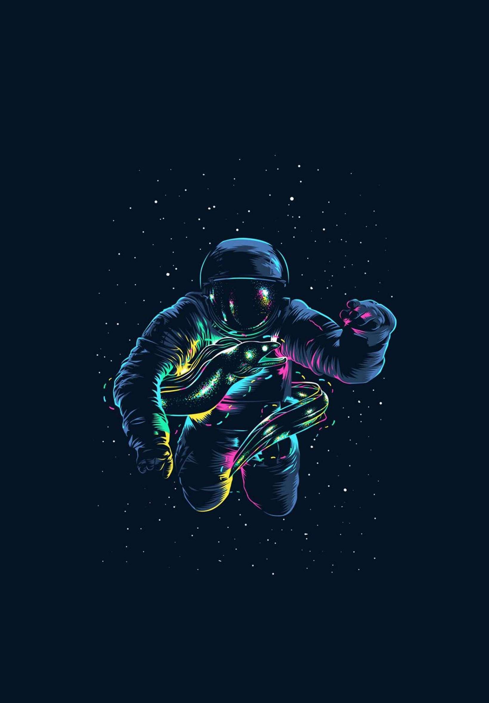 Colorful Astronaut 4K iPad Wallpaper