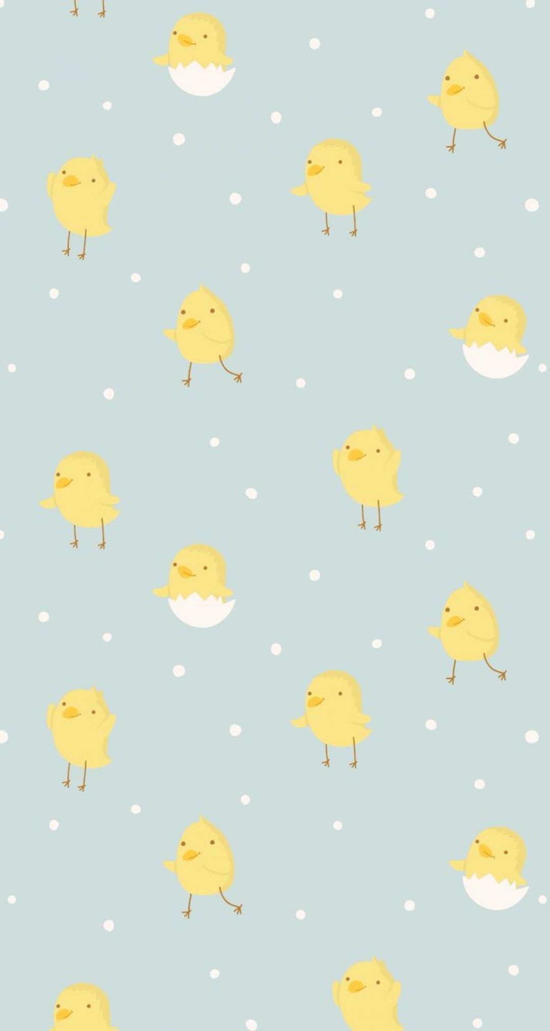 Cute baby chickens on a blue background - Easter