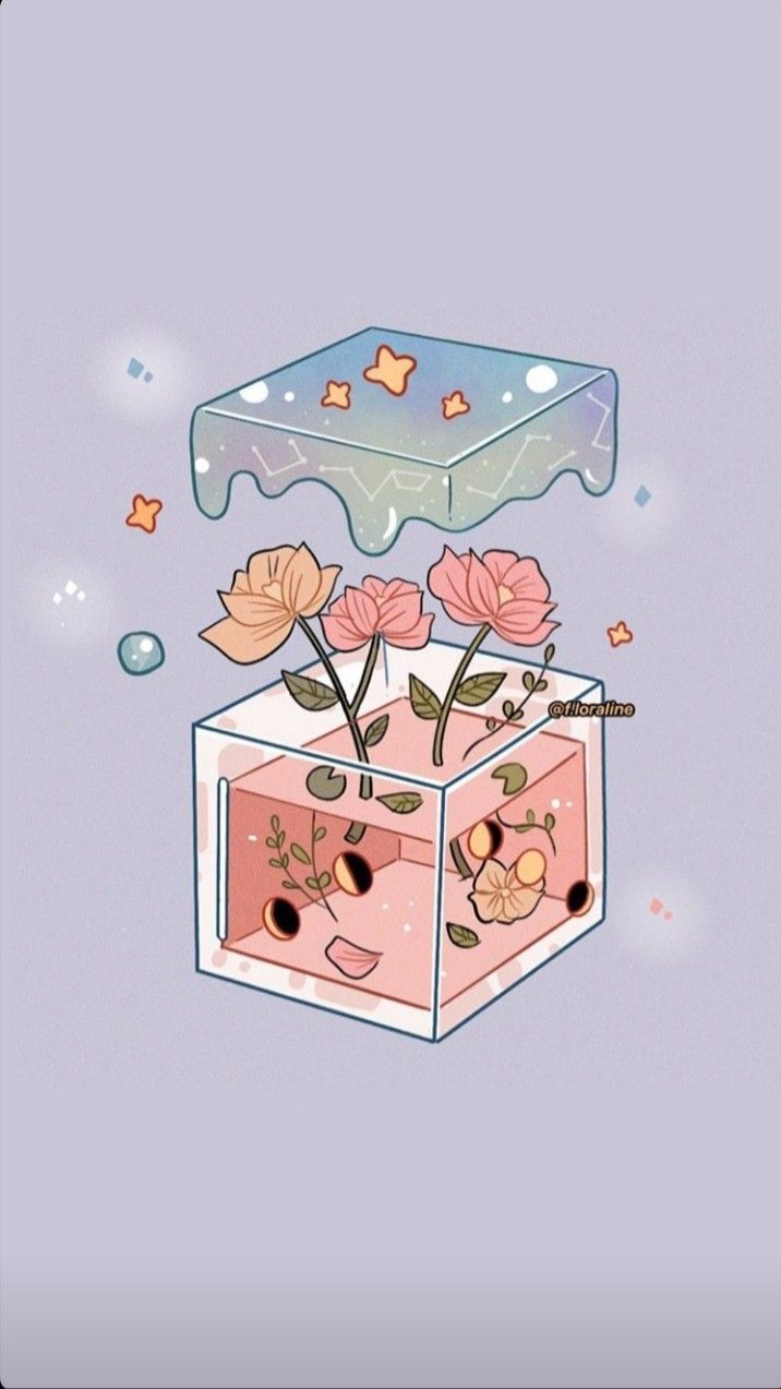 A box with flowers and bugs on it - Doodles, illustration