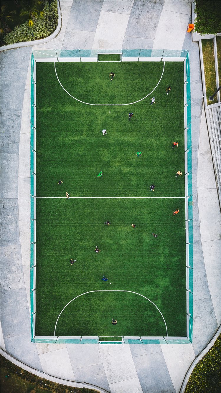 aerial photography of people playing soccer iPhone 8 Wallpaper Free Download