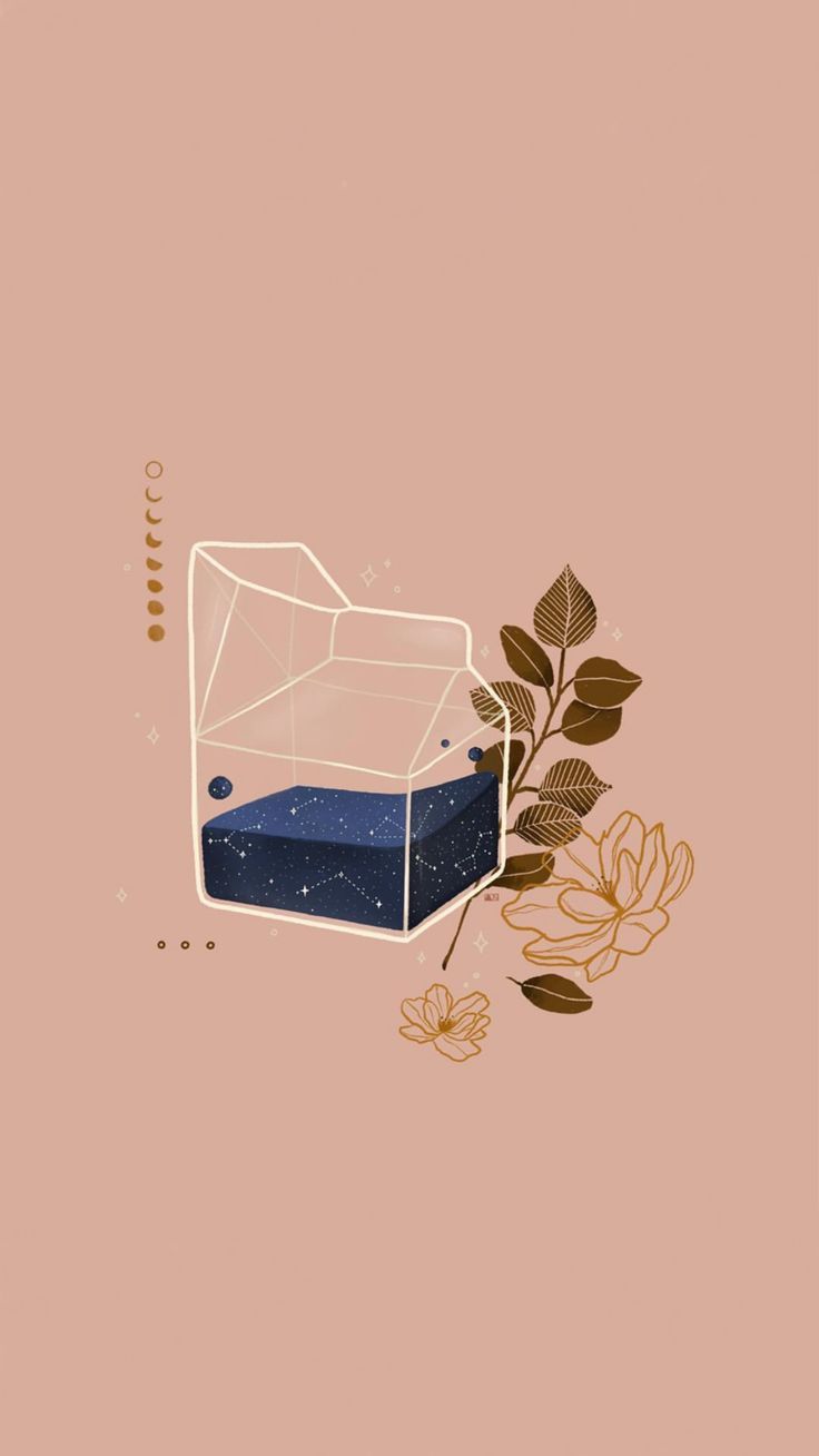 IPhone wallpaper illustration of a terrarium with flowers - Doodles