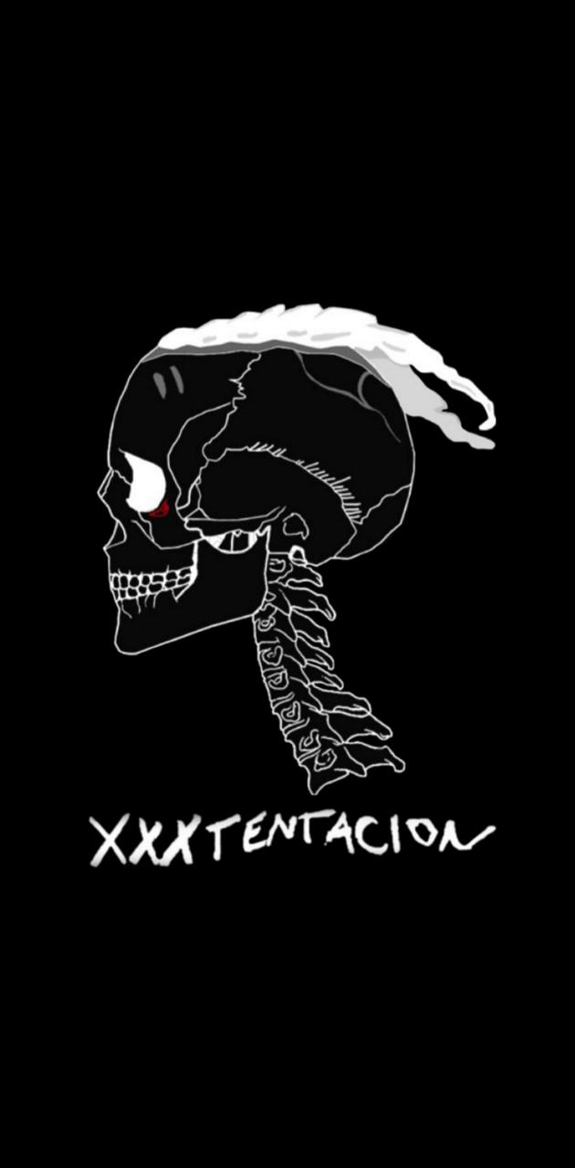 A skull with a broken neck and the word tentacion written underneath - XXXTentacion