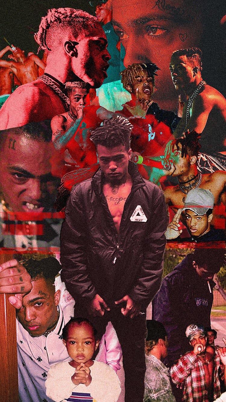 A collage of pictures with different people in them - XXXTentacion