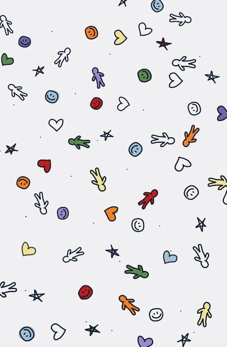 A pattern of colorful hearts and stars - Doodles, design
