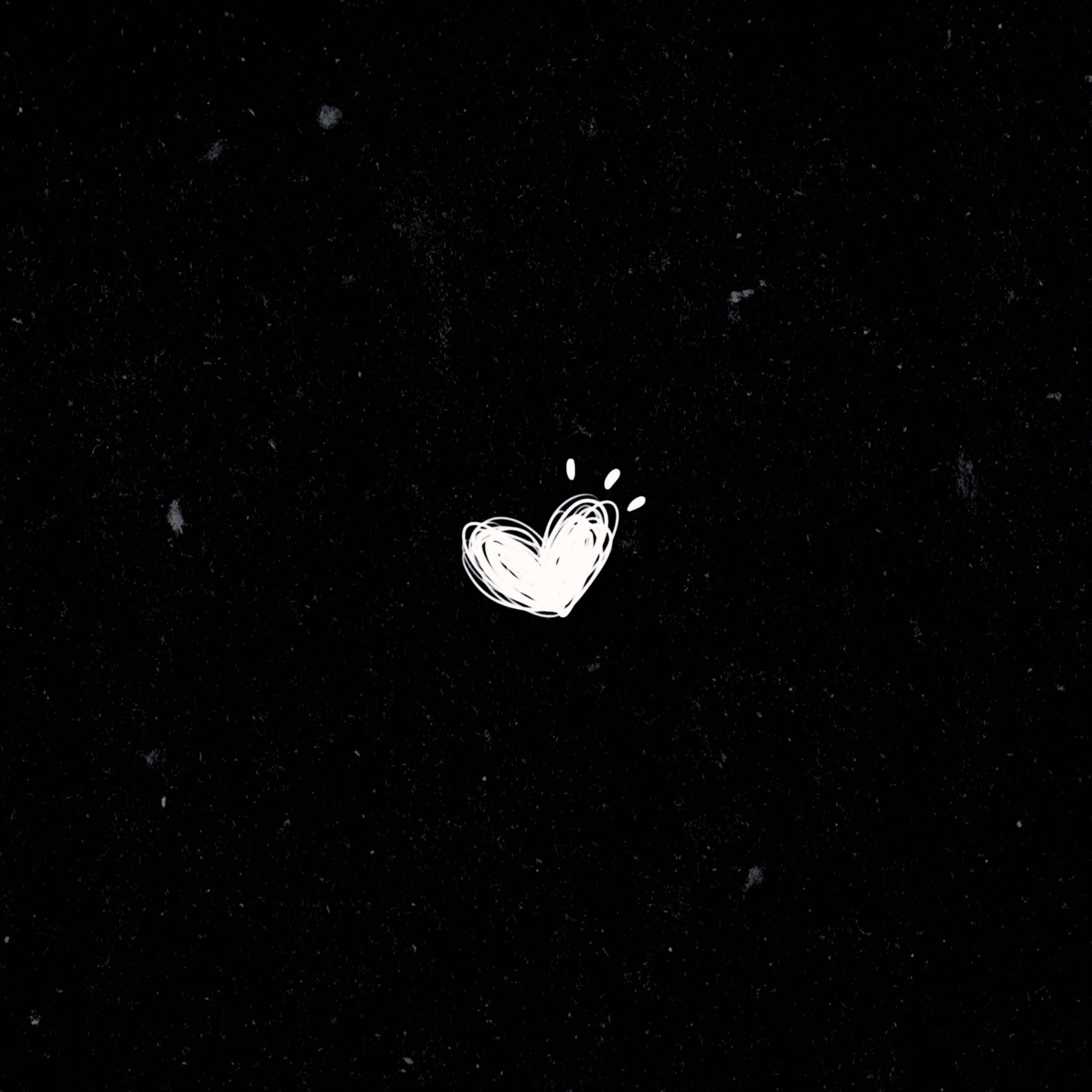 A heart drawn on a black background - Black heart, doodles